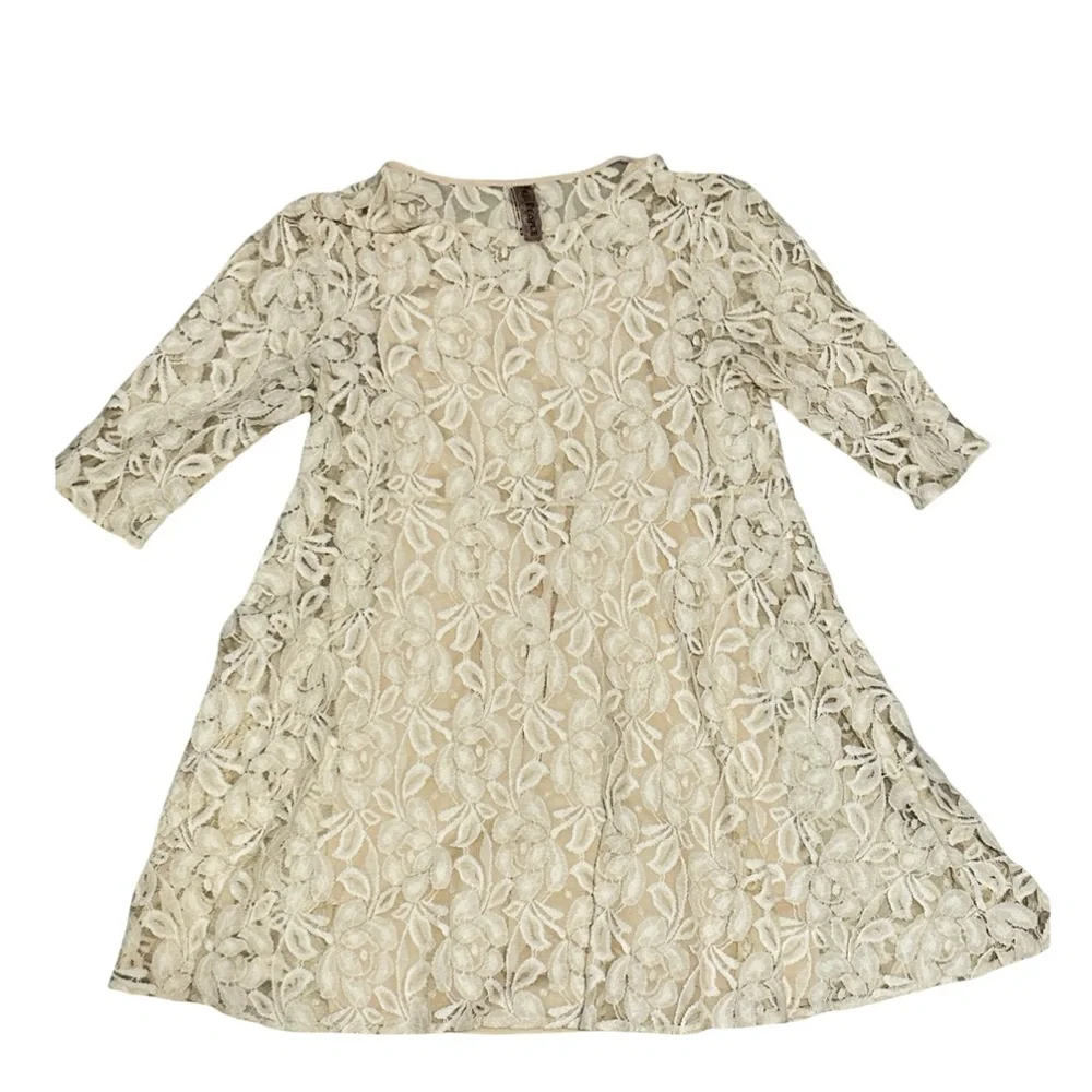 Free People Lace Swing Dress Women’s Medium Ivory Boho Romantic